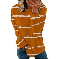MLQIDK majice za prevelike majice za žene TREDNY FALES CALEST Stripe Ispiši duge pulover dugih rukava