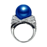 Heiheiup nakit u obliku modnog prstena cirkon plava i američka i popularna biserna atmosfera ručna evropska retro tinejdžerski vučni prsten
