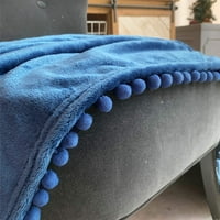 Flanel pokrivač sa pompomnim obrubom lagan udoban krevet pokrivač meko bacanje pokrivač montira kauč