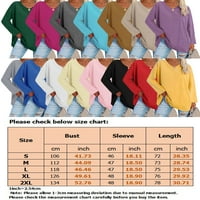 Grianlook Žene Ležerne prilike V izrez dugih rukava ramena kap majica Loungewear pulover punog boja