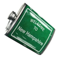 Flask Green Road Sign Dobrodošli u New Hampshire