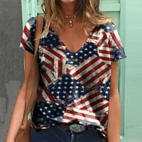 Ženske vrhove Žene Ležerne prilike Ležerne modne kratke rukave V majice Velike američke zastave Print