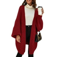 PLNOTME Žene Open Cardigan dugačak i labav rukav ležerni džemper sa punim bojama topli kaputi