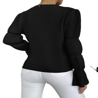 Ležerni obični puloveri za okrugli vrat dugih rukava crni džemperi