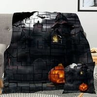 Halloween pokrivač s jastukom, pokrivačica za noć vještica za spavaću sobu estetske, bogate boje sa