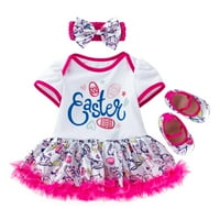 B91XZ Girls 'haljine Djevojka za djecu Drivena haljina zeko cvjetne uskrsne djevojke odjeću odjeću za