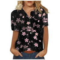 Žene Ljetni cvjetni uzorak bluza s kratkim rukavima Comfy Dressy Tshirts ženske majica s dugim rukavima