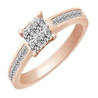 Princezo rezan bijeli prirodni dijamantni ženski angažman vjenčani prsten u 14K ružičastog zlata sa