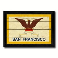 San Francisco City San Francisco Državna zastava Vintage platno Ispiši crnu sliku okvira Početna Dekor Zidni umjetnički pokloni - 19 x27