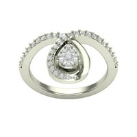 Araiya Sterling srebrni dijamantski prsten za oblikovanje kruške, veličine 10