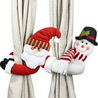 Bueautybo Božićna dekoracija Xmas crtani Santa Snowman lutka Tieback Držač za zavjese za zavjese ukras