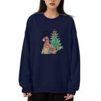 Ženski božićni print pulover okrugli vrat Bluza s dugim rukavima