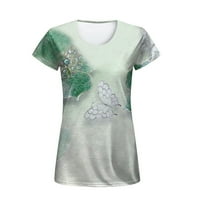 Bazyrey Womens V-izrez ženska cvjetna bluza s kratkim rukavima Casual Tuntic majica zelena xl