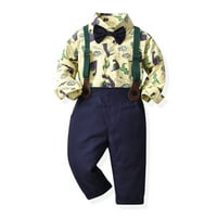 Toddler Boys Outfit setovi dugih rukava crtani dinosaur otisci majica na majici hlače dječji djeca gospode