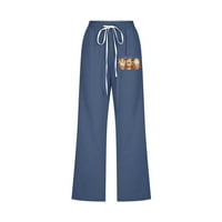 Elaililye modni trenerke za žene Halloween pamučne posteljine casual pantalone nacrtavaju elastične strugove hlače labave čarobne pantalone sa džepovima