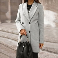 DrpGunly Blazers za žene, umjetna vuna elegantna mješavina tanka ženska dugačka jakna dugim kaputima za žene, ženske blazerve i odijele jakne sive m
