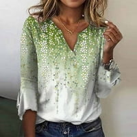 Plus veličine vrhova modne žene V izrez 3 4Sleeve ispisana majica jesenblouse tunička dukserica na klirensu