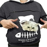 Niuer ženske dukseve mačka ispis pulover dugih rukava dugih rukava casual s kapuljačnim vrhovima patentni