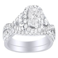 Twist Shak za mladenkin prsten u 14K bijelom zlatu s bijelim prirodnim dijamantima s veličinom prstena-12,5