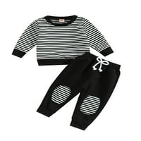 Aturuste 3T novorođenčad dječaka odjeća dugih rukava traka majica dugih jogger hlače jeseni zimsku odjeću