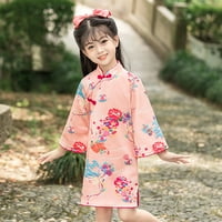 Haljina za dijete s dugim rukavima Cheongsam performanse proljeće Jesenske djevojke retro tang haljina haljina djevojka etnički stil Hanfu