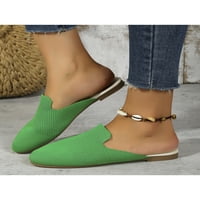 Žene klizne sandale pletene gornje klompe cipele s klizanjem na ravnim sandalama dame lagane mule žene zatvorene prstiju casual cipele zelena 7
