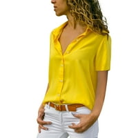 Miayilima ženske košulje casual vrhove majice za žene zimski pad dugih rukava okrugli izrez majice žuto
