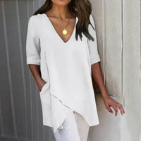 Ljetni vrhovi za žene Trendy s kratkim rukavima slobodne udobne majice Tuničke ležerne pamučne košulje