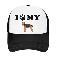 Volim moj airedale terijer pas smiješan kamiondžija kapa šešira crna