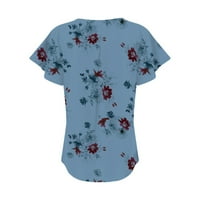 Ecqkame Ženske ljetne vrhove kauzalna bluza s kratkim rukavima s majicom s kratkim rukavima Ljetni vrhovi