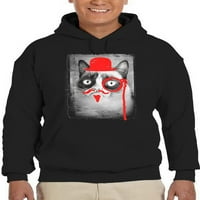 Grumpy Cat sa monocle hoodie mun -t-line dizajni, muški 3x-veliki