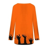 Halloween Tunic vrhovi za žene Jesen modne paukove mreže Print Crewneck Majice s dugim rukavima Halloween