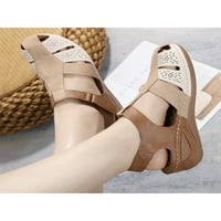 Oucaili Womens Sandal masažna platforma cipela ljetna klina Sandale protiv klizanja zatvorene cipele za prste vjenčanje smeđe 5,5