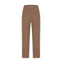 Ženske obrezice Capri pantske posteljine hlače ženske elastične strugove casual pantalone čvrste boje