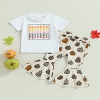 Lamuusaa Baby Girl Fall Outfits majica kratkih rukava + bundeve ispise hlače postavljaju odjeću za malinu