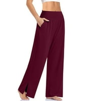 Feterrnal ženska modna labava sportska solidna joga elastičnost široke pantalone za noge sa džepovima Capri pantalone za žene