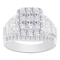 Multi oblik bijeli prirodni dijamantski kvadratni prsten u 10k bijeli zlatni prsten veličine-5