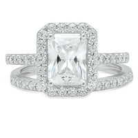 2. CT Emerald Cut originalni kultivirani dijamant VS1-VS I-J 14K bijelo zlato Halo Angažovanje vjenčanih