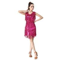 Tissel bez rukava Sequin Shining Haljina V izrez Dame Latino Tango Odjeća