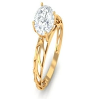 Zaručni prsten za angažman moissine sa moissite za žene, 14k žuto zlato, SAD 11.00