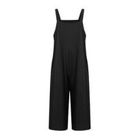 Ženski ljetni kombinuiti Lood široke hlače za noge Solidne boje modne casual jednodijelne hlače crne