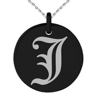 Slovo od nehrđajućeg čelika J inicijalni stari engleski monogram ugravirani mali medaljon krug šarm
