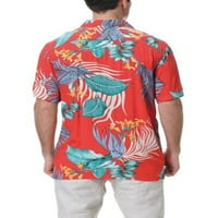 Sanviglor MENS majica s majicom dolje niz kratki rukav majica casual bluza plaža Tee narančasti cvijet