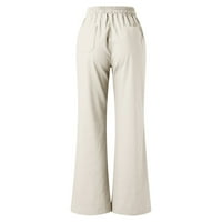 Daznicoone ženske ležerne pamučne pantalone, hlače udobne obrezirane radne hlače sa džepovima elastične