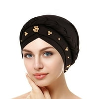 Ženska turbanska kapa perla maramice zrna Beanie Twisted pletenica zamotavanje šešira za šešir bejzbol