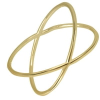 14k žuto zlato Criss Cross prsten za žene - veličine 7