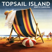 Topsail otok, Sjeverna Karolina, stolica za plažu i lopta