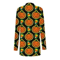 Ženski pad kaputica, Halloween Cardigan za žene PUMPKIN KNIT CARDIGANS Dugi rukav Jesen Otvoreni prednji