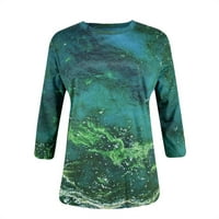 Outfmvch T majice za žene Boja plaža Wave Print V-izrez rukava Top majica Ženske vrhove
