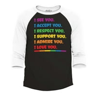 Trgovina4EVever Muškarci Vidim Prihvati podršku Dimite Love You LGBTQ Raglan bejzbol košulje Srednje